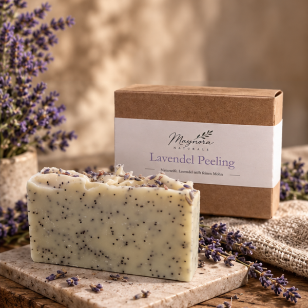 Lavendel Peeling Naturseife 100 g mit Verpackung