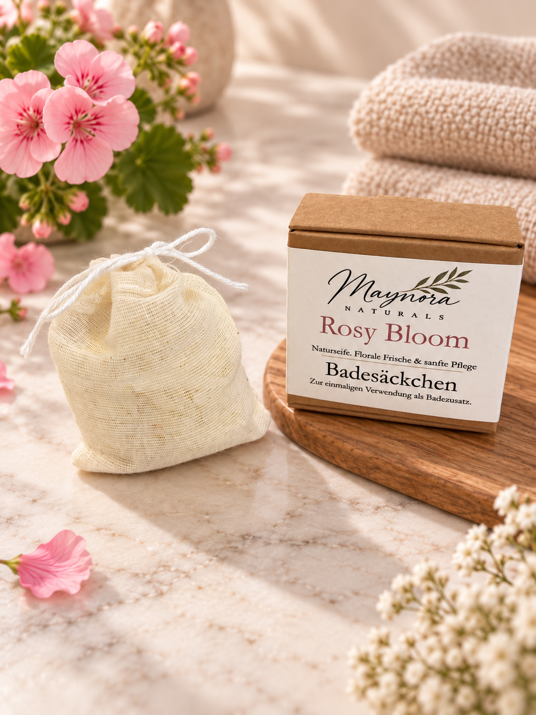 Badesäckchen Rosy Bloom – 15 g mit Verpackung
