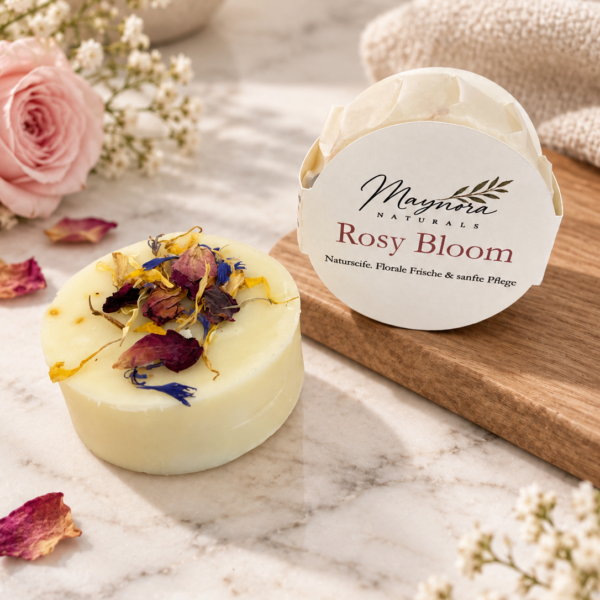 Mini-Naturseife Rosy Bloom – 45 g mit Verpackung